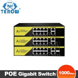 Control Full Gigabit Poe Switch 8 puertos Poe con Uplink/SFP 1000Mbps AI Smart Ethernet Switch IEEE802.3AF/AT VLAN para cámara IP para la cámara IP