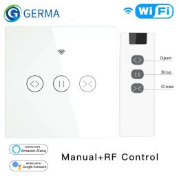 Contrôle Germa WiFi RF433 Smart Touch Curtain Blinds Roller Shutter commutateur Tuya Smart Life App Controly, travaillez avec Alexa Google Home