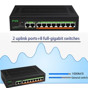 Contrôle Gigabit Network Switch Ethernet Smart Switcher Poe Switch Breetin Power Alimentation RJ45 Hub 8 Port 10/100 / 1000M POE + 2 Port Upinking