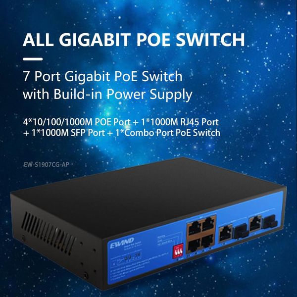 Control Gigabit Poe Switch 10/100/1000Mbps Switch Ethernet con SFP Slot Fiber Switch para cámara IP/Interruptor de Smart Smart AI IP AI inalámbrico