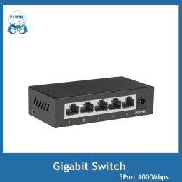 Contrôle Gigabit Switch 5 Port 1000 Mbps Interrupteur Ethernet 5XFAST RJ45 Hub Network SOHO Desktop Smart WiFi Swither Plug Play Surveillance