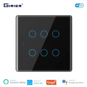 Contrôle GIRIER Smart Wifi Switch Brésil 4/6 Gang Smart Touch Panel Switches 100250V Fil neutre requis Fonctionne avec Alexa Google Home