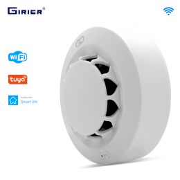 Controle GIRIER Tuya Wifi Smart Smoke Fire Alarm Detector Sensor met batterijvoeding voor huisbeveiligingssysteem Werkt met Smart Life App