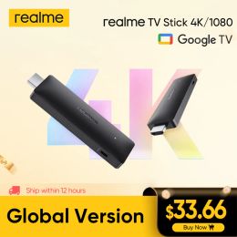 CONTRÔLE Version globale Realme 4k Smart Google TV Stick Contrôle vocal Remote Android TV Stick Google Assistant Netflix Chromecast TV Box