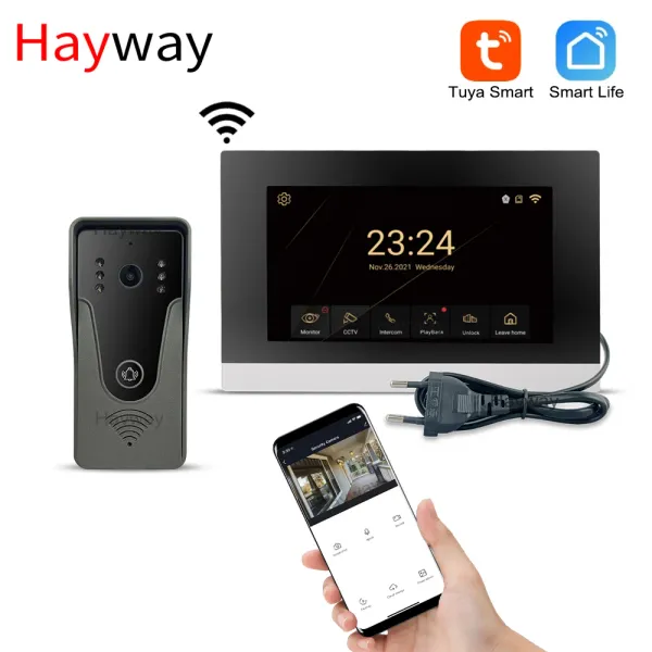 Contrôler Hayway 1080p Video Interphone System Tuya Smart Door Phone Ahd Full Touch Monitor For Home Video Door Door Camera Motion Motion Detection