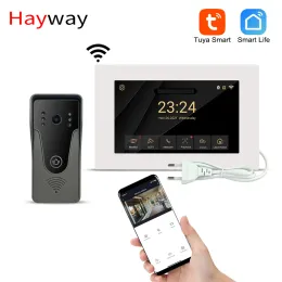 Contrôler Hayway Tuya Smart Home Video System Interphone 7 pouces Wireless WiFi Video Door Téléle 1080p Monitor tactile complet un clic déverrouillage