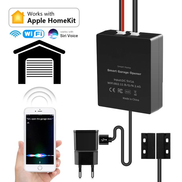 Contrôle du kit domestique WiFi WiFi Smart Switch Garage Garage Door Capteur Contrôleur pour Apple HomeKit Siri Vocal Contrut Off Off Off Off