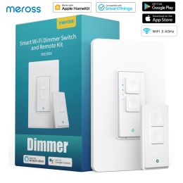 Control HomeKit Interruptor de atenuación inteligente Wifi y kit remoto Control remoto Interruptores de luz Compatible con Alexa Asistente de Google SmartThings Meross