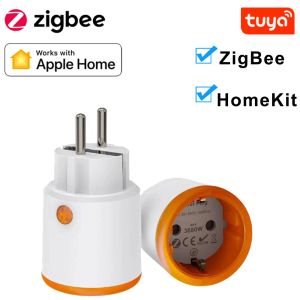 Control HomeKit Tuya Smart Zigbee 3.0 Power Plug 16a Medidor de salida Remote Control Trabajo con Zigbee2MQTTT y HOME Assistant Tuya Hub