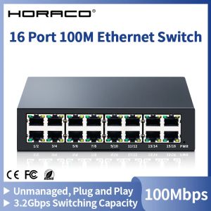 Contrôle Horaco 16 Port Ethernet Switch 100 Mbps Réseau Smart Smart Switcher Fast Swither Plug et lecture pour la sécurité de la caméra de surveillance