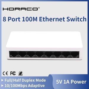 Control Horaco 8 Port Ethernet Switch 100Mbps Smart Network Fast Switcher 100Baset -plug en spelen voor IP Camera VoIP -telefoonbewaking