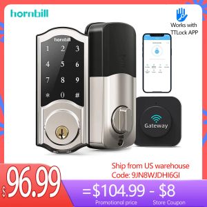 Control Corner el bloqueo de puerta inteligente electrónica con la puerta de enlace Wifi Wifi Bluetooth Contraseña Desbloqueo de la contraseña de desbloqueo para Ttlock Home Safe Hotel