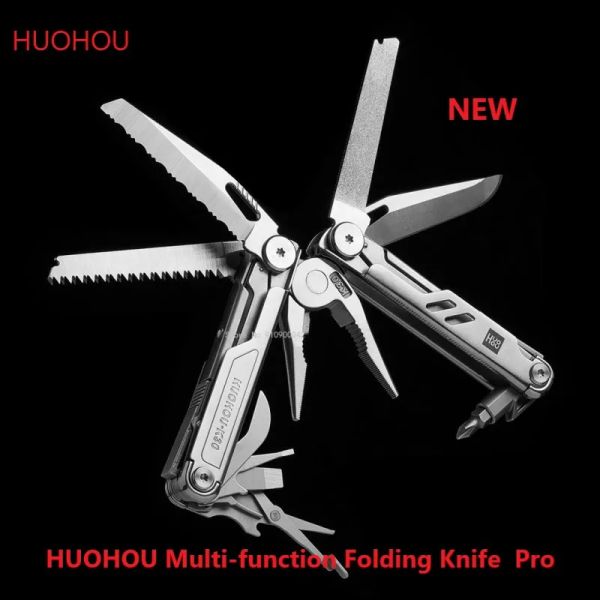 Contrôle HUOHOU Couteau pliant multifonction portable Pro Multitool Ouvre-bouteille Tournevis Scie à métaux Ciseaux pour la survie en plein air aussi