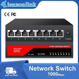 CONTRÔLE IENRON 1000 Mbps commutateur 8 ports Gigabit Network LAN RJ45 Hub Smart Ethernet Switcher IEEE802.3AT / AF 5V pour la caméra IP / Router WiFi