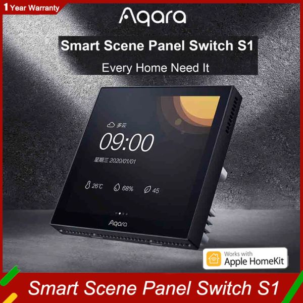 Aqara – interrupteur de panneau de scène intelligent S1, écran tactile de 3.95 pouces, application Siri, commande vocale, application HomeKit pour maison intelligente, en Stock