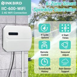 Contrôle INKBIRD 8ZONE 6 Zone Contrôle WiFi Sprinkler Controseler Smart Irrigation Timer prend en charge l'ajustement saisonnier Arrosage multimédia