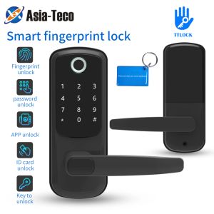 Controle Intelligente TTLOCK -app Elektronische deur Smart Lock op afstand Biometrische vingerafdruk RFID -kaart Wachtwoord Key Unlock Electric Lock