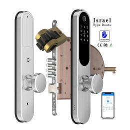 Contrôle des portes de type israélien ttlock aspp empreinte digitale verrouillage de porte intelligente verrouillage numérique d'empreinte électronique avec Alexa Google Home