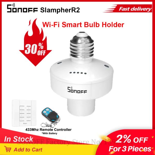 Control Itead SONOFF Slampher R2 WiFi Portalámparas inteligente 433MHz RF Controlador remoto Portalámparas inalámbrico E27 para Alexa Google Home