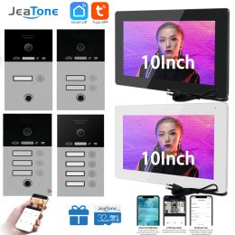Controle Jeatone 10 "Wireless Wifi Tuya Smart Video Intercom Touchscreen Fingerprint Doopandan 1F/2F/3F/4F Doorbel Bewegingsdetectie