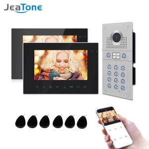 CONTRÔLE JEATOE WIFI Smart Video Door Téléphone Vidéo Code d'interphone Code Keypad / RFID CARTE / APP DÉULLOC DE MOTION DÉTECTION POUR DEUX UNITÉS APPARTEMENT