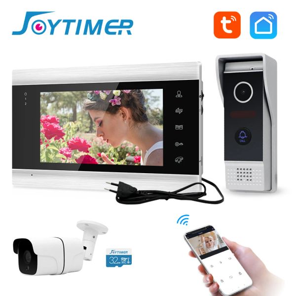 Contrôler Joytimer 720p Tuya Smart WiFi Video Wireless Interphone pour la maison 7inch Monitor Door Fidéo Doorphone avec appareil photo Système extérieur