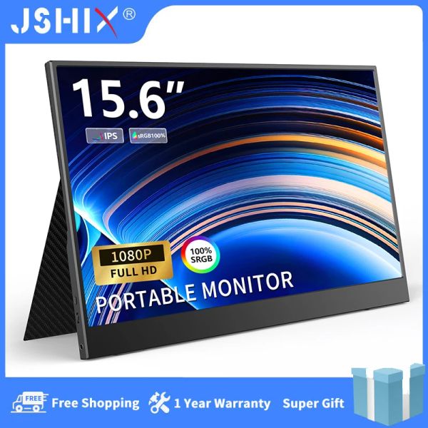 Contrôle JSHIX 14 15,6 pouces Moniteur portable 1080p Full HD IPS Second Monitor for Gaming ordinateur portable PS4 Switch Xbox Affichage avec couverture intelligente