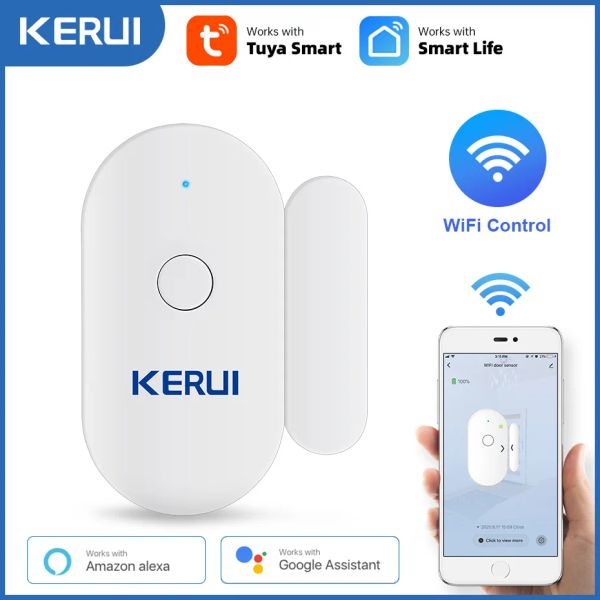 Control Kerui Tuya Smart Home Wifi Sensor de la puerta Ventana de alarma Abierto Detectores cerrados Interruptor magnético Aplicación Sistema de seguridad del jardín de automóviles