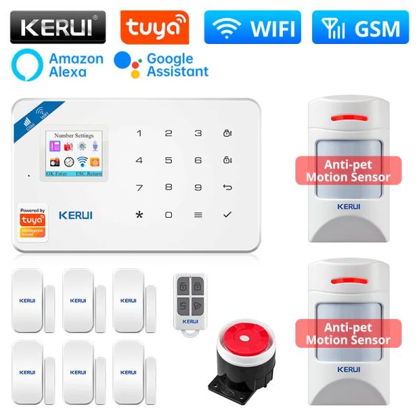 Contrôle Kerui W181 Système d'alarme WiFi GSM ALARM HOME SOUTENNE ALEXA SMART Life Antipet Motion Capteur Détecteur SIREN