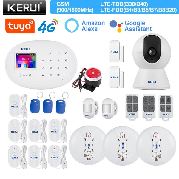 CONTRÔLE KERUI W204 4G WiFi GSM ALARM MOTION DÉTECHER DE DÉTECTOR SYSTÈME D'ALARME POUR LA VIE SMART SMART ALEXA DOOR SAPTOR SONRER SIREN IP CAMERIE