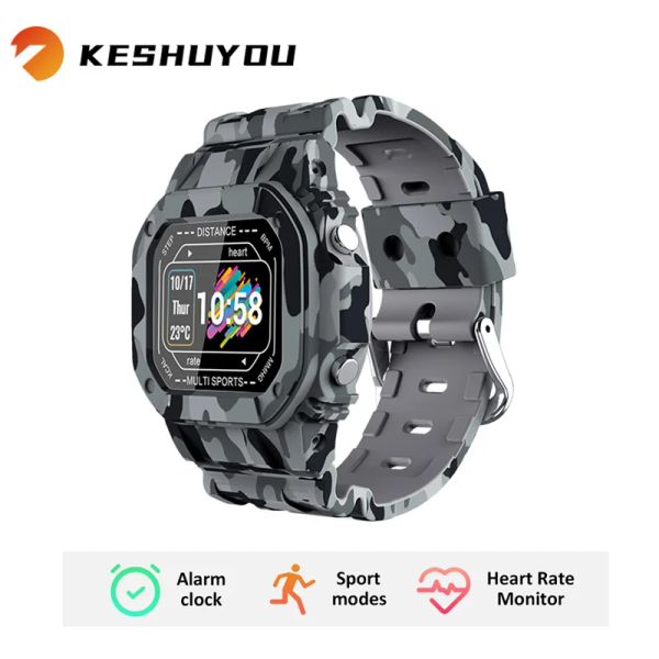 Contrôler Keshuyou I2 Outdoor Sport Smart Watch for Men Women Fitness Tracker Salle Care Satel Monitor Call Rappel pour Android iOS