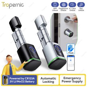 Contrôle le cylindre de profil Euro sans clé TTLOCK application Lock WiFi Remplacement Smart Electronic Door Lock Empreinte Mot de passe d'empreinte