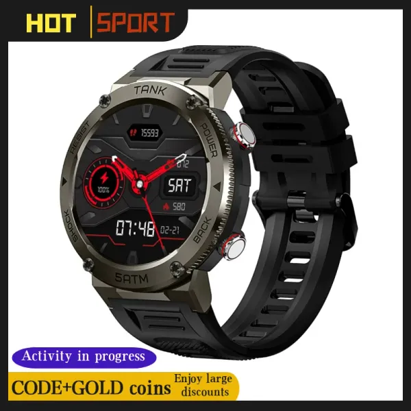 Contrôle du réservoir en kospet T1 ROPIGE OUTDOOR Sport Fitness Tracker Watches Militaires 5ATM IP69K Smart Watch Smart For Men Women Smart Watch