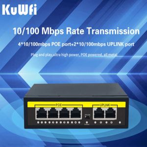 Contrôle KUWFI 48V POE Switch 6 Port 10/100 Mbps Interrupteur intelligent pour la caméra IP / CAME AP / CCTV sans fil 1.2 Gbps Fullduplex IEEE802.3 AF / AT AT