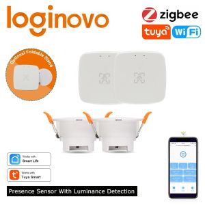 Contrôle Loginovo Zigbee 3.0 Capteur de présence humaine Tuya WiFi Mmwave Radar Detecteur Smart Home Motion Motion Rotion avec détection d'intensité