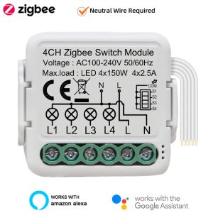 Control Lonsonho Tuya Smart Zigbee Switch Module Relay 1 2 3 4 Gang SmartLife Home Automation Alexa Google Asistente Alice Compatible