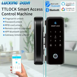 Control Fabricante Ventas directas Ttlock Aplicación Smart Office inteligente Huella digital Bluetooth Wifi Localización de puertas de vidrio digital sin perforación