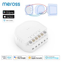 Control MEROSS HOMEKIT Smart Diy Light Switch Módulo Wifi Interruptores inalámbricos Inalámbricos 1Gang 1way Switch para Alexa Google Home SmartThings