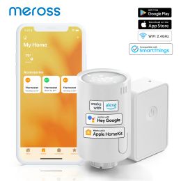 Control Meross HomeKit Termostato de radiador inteligente, Controlador de temperatura WiFi, Válvula termostática del radiador para Siri, Alexa, Asistente de Google