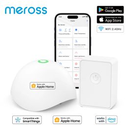 Control MEROSS HomeKit Smart Smart Water Fuge Sensor WiFi Detector de inundación Seguridad Sistema de alarma de fugas Alexa SmartThings