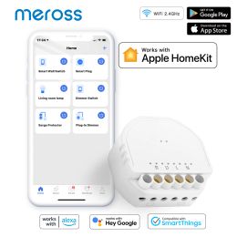 Controle Meross HomeKit WiFi Smart Switch Module, DIY Lichtschakelaar Module, Werken met Apple HomeKit, Siri, Alexa, Google Assistent, SmartThings