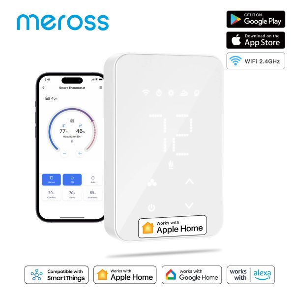 Contrôlez le thermostat intelligent WiFi Meross HomeKit pour plinthe électrique, travail hydronique autonome avec Siri Alexa Google SmartThings