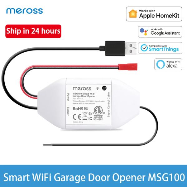 Contrôle Meross Smart WiFi Garage Garage Door Overner MSG100 Remote Control Control Work with Homekit Google Assistant Alexa SmartThings