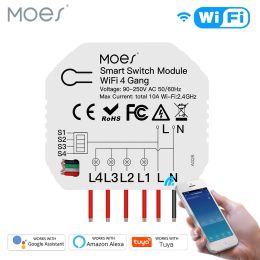 Control Mini DIY WiFi Interruptor de luz inteligente 4 Gang 1/2 Way Módulo Smart Life/Tuya App Control remoto inalámbrico Trabajar con Alexa Google Home