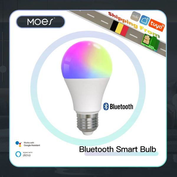 Control Moes Smart Bluetooth LED Lámpara de luz dimmable 9W E27 Tuya Bulbos Party Light Color Dimmer Alexa Google Voice