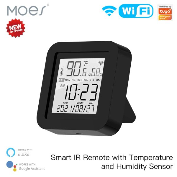 Control Moes Tuya Wifi Smart Ir Control remoto Sensor de temperatura y humedad para aire acondicionado Tv Ac funciona con Alexa Google Home