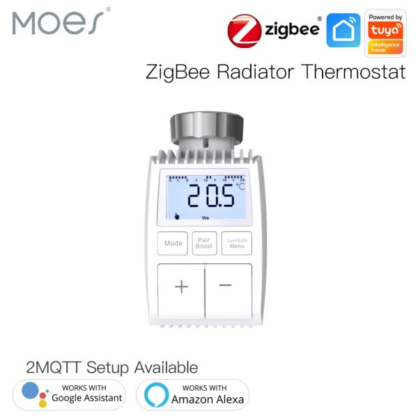 Contrôle MOES Tuya ZigBee3.0 vanne d'actionneur de radiateur Thermostat intelligent contrôleur de température capteur externe TRV commande vocale avec Alexa