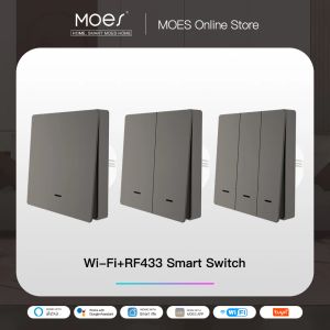 Controle Moes WiFi Smart Wall Light Switch RF433 Drukknop Zending Smart Life Tuya App Remote Control werkt met Alexa Google Home