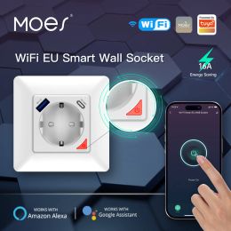 Control MOES WiFi Tuya enchufe inteligente UE enchufe carga rápida USB TypeC aplicación remota Control por voz Control Alexa Google Home