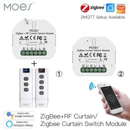 Controle MOES ZigBee 3.0 Smart Gordijn Schakelaar Module Gemotoriseerde Rolluik Jaloezieën Motor Tuya Smart Leven Alexa Echo Google Thuis